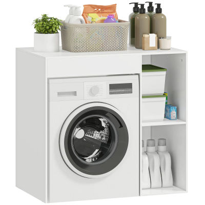 Mueble HOMCOM para lavadora, armario para lavadora y secadora con 2 compartimentos abiertos, 96x60x90,5 cm, Blanco