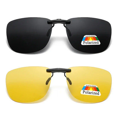 Nuevas Gafas de Sol Cuadradas con Clip para Mujer, Lentes Polarizadas UV400, Visión Nocturna, Gafas de Conducir para Hombre, Clips Antideslumbrantes, Gafas Vintage