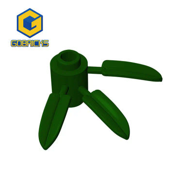 Gobricks 10 Uds piezas MOC 30176 planta redonda 1x1 - 3 hojas de bambú Compatible ladrillo DIY ensamblaje bloques de construcción partícula juguete para niños
