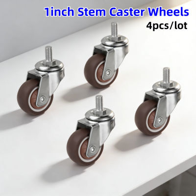 4 unids/lote ruedas giratorias de vástago de 1 pulgada ruedas giratorias para muebles ruedas de varilla de tornillo TPR 360 ° Ruedas giratorias para muebles de carritos