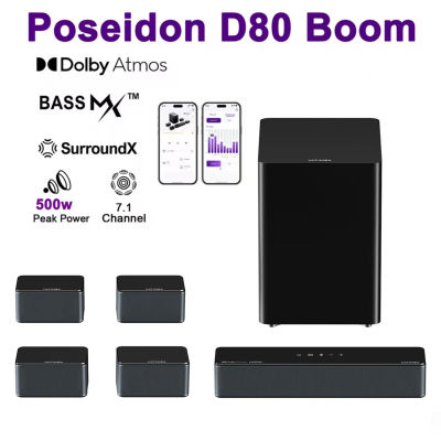 Sistema de Sonido Envolvente ULTIMEA 7.1, Barra de Sonido de 500W para TV con Subwoofer de 6.5 Pulgadas y 4 Altavoces Envolventes con Cable, Sistema de Sonido de Cine en Casa