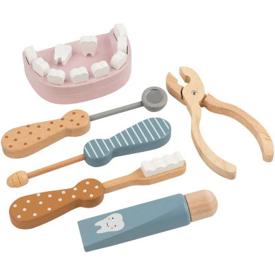 Juego de Dentista de Madera para Niños, Juguete de Enfermera, Juego de Imitación para Bebés para Aprender a Cepillarse los Dientes