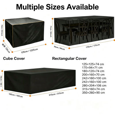 Cubierta de mesa rectangular grande de varios tamaños, cubierta protectora duradera para muebles de jardín, protección UV adecuada para uso en exteriores