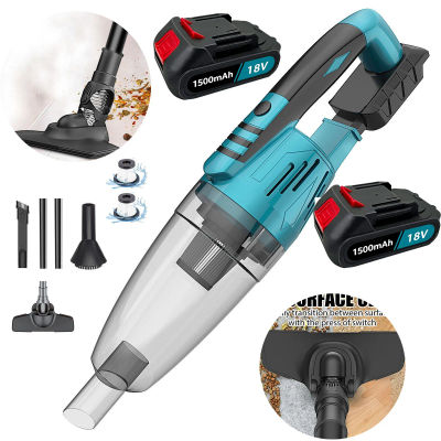 Aspiradora de mano inalámbrica compatible con batería Makita de 18 V, aspiradora portátil 2 en 1 con 2 baterías de 1500 mAh, aspiradora ligera multiusos para limpieza de pisos del hogar, sofás y
