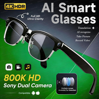 Gafas Inteligentes con IA para Hombre, Modelo 2026, Cámara 4K HD de 800MP, Chat GPT, Llamadas Bluetooth, Traducción de Idiomas, Reproductor de Música Wifi, Gafas de Sol para Mujer