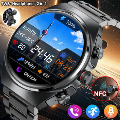 2025 reloj inteligente 2 en 1 con auriculares NFC Smartwatch TWS auriculares Bluetooth Monitor de ritmo cardíaco presión arterial reloj deportivo Fitness
