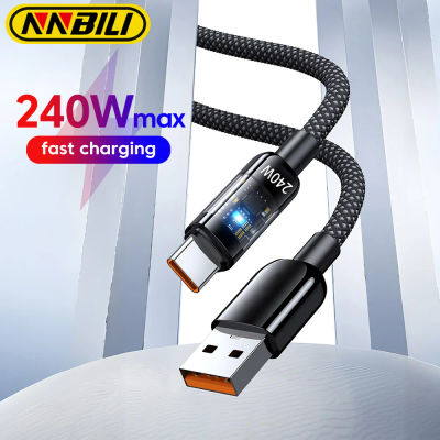 NNBILI 240W QC3.0 USB a tipo C Cable de carga rápida Cable cargador súper rápido cargador de teléfono LED Cable de datos para Samsung Xiaomi Huawe