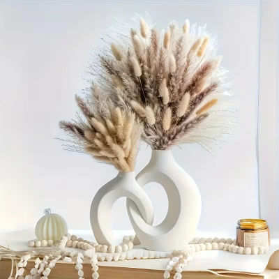 Conjunto de jarrón de plástico blanco de estilo europeo, decoración sencilla y creativa para el hogar, mueble de TV para entrada y sala de estar