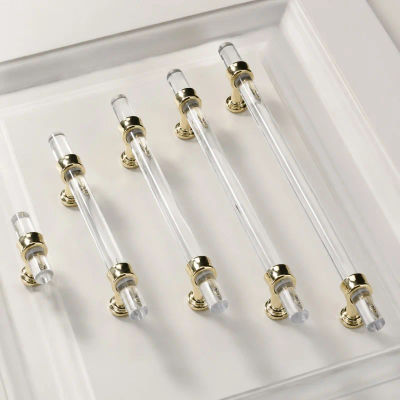 Perillas de Cajón de Acrílico Transparente, Tiradores Minimalistas en Forma de T, Manijas para Baño, Tiradores para Puertas de Gabinetes de Cocina, Tiradores Dorados para Muebles