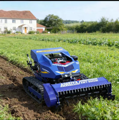 Desbrozadora de Césped Todoterreno con Motor Diésel Personalizada con Certificación CE y EPA, Máquina Cortadora de Césped Agrícola con Orugas de Goma, Robot con Control Remoto