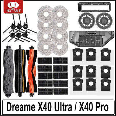 Dreame X40 Ultra / X40 Pro / L40 Ultra Robot repuestos de aspiradora cepillos laterales principales paños de fregona filtros HEPA bolsas de polvo Accesorios