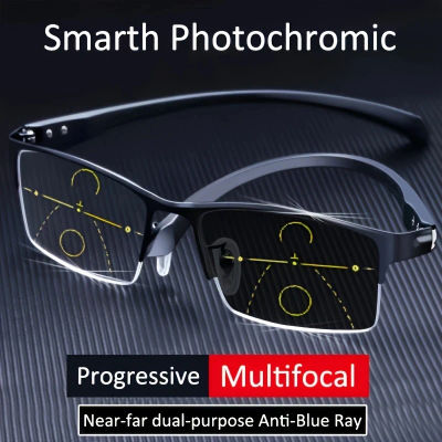 Gafas de lectura multifocales fotocromáticas de negocios para hombre y mujer, gafas graduadas progresivas de rayos azules para oficina, sombra para el sol