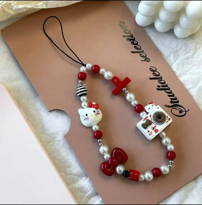 Cordón para Teléfono Kawaii Hello Kitty con Lazo y Cuentas de Cámara, Accesorio de Moda para Teléfono de Niña 2026