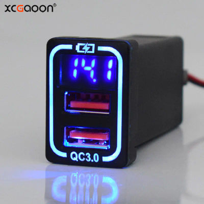 XCGaoon-cargador de coche de carga rápida, 12V, 24V, QC3.0, 36W, doble 2 USB con voltímetro LED para TOYOTA