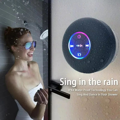 Altavoz LED inalámbrico con Bluetooth 2025, Mini portátil resistente al agua para baño con ventosa grande, sonido estéreo para deportes al aire libre