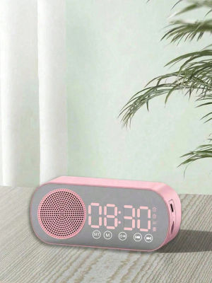 Altavoz Bluetooth, Reloj Despertador con Espejo, Altavoz Inteligente con Bajos Potentes, Altavoz Pequeño con Ranura para Tarjeta FM