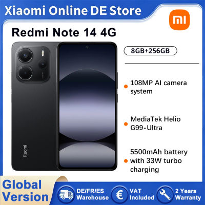 Teléfono Inteligente Redmi Note 14 4G Versión Europea MediaTek Helio G99-Ultra NFC Cámara de 108MP con OIS Pantalla AMOLED de 6.67'' Batería de 5500mAh
