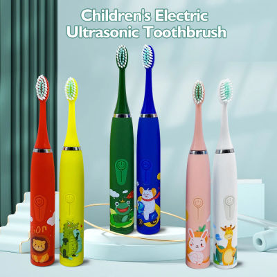 Para niños cepillo de dientes eléctrico patrón de dibujos animados niños con reemplazar el cabezal del cepillo de dientes cepillo de dientes eléctrico ultrasónico
