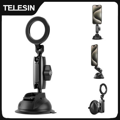 TELESIN Soporte magnético para teléfono para automóvil Ventosa 360 ° Soporte de montaje ajustable para coche para teléfono móvil Iphone HUAWEI SAMSUNG XIAOMI