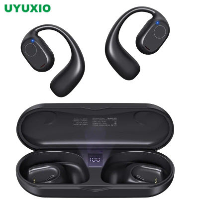 UYUXIO Auriculares abiertos Bluetooth 6,0 Auriculares deportivos inalámbricos con pantalla digital 40 horas de reproducción Auriculares para viajar