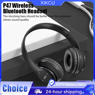 Auriculares inalámbricos Bluetooth P47 con micrófono, auriculares plegables con sonido de graves de alta fidelidad, auriculares estéreo para teléfonos inteligentes, TV y juegos
