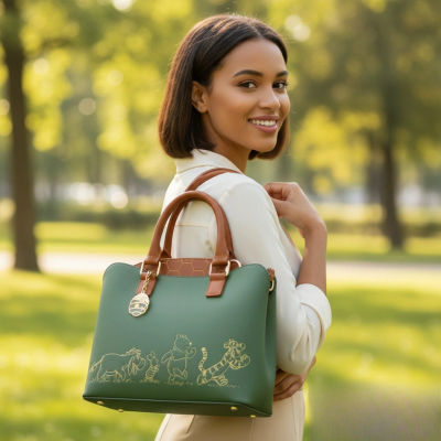 Bolso Bandolera Weini con Estampado Completo de Winnie y sus Amigos para Mujer, Bolso de Hombro con Doble Correa, Bolso de Cuero con Dibujos Animados para Bebés