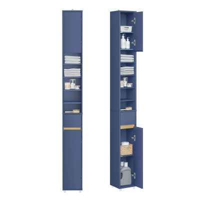 SoBuy BZR34-II Armario de baño Armario alto Narsy con pisos ajustables Madera repelente al agua Muebles de baño ahorradores de espacio 20x180x20