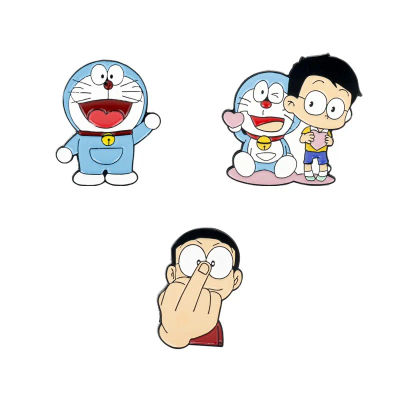 Juego de 3 pines de Doraemon para mochilas, broches, insignias, broche Kawaii para ropa, regalos de joyería para amigos, insignia de gato robot