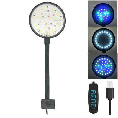 Lámpara LED USB de 5V para acuario, decoración de luz para pecera, plantas acuáticas, múltiples modos, ligereza regulable, Mini luz con Clip de espectro completo