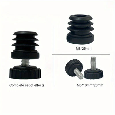 Pies de nivelación de muebles con tornillos-M8 * 25MM, niveladores de gabinete ajustables, almohadillas deslizantes de Base de plástico sin marcar para inserción de extremo de tubería