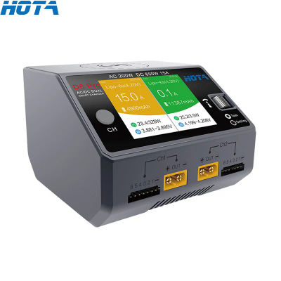 HOTA D6 Pro negro AC 200w DC 2x325w /15a canal cargador de batería inteligente descargador Lipo cargador para piezas de repuesto de drones Rc