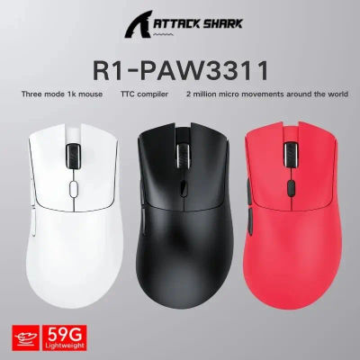 ATTACK SHARK R1 Ratón Bluetooth-Viral Mouse revisado por Influencers, auténtico directo de marca, sensor PAW3311 con 1K Hz para juegos