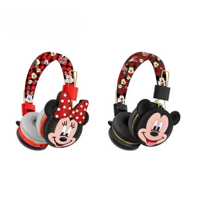 Auriculares Bluetooth de dibujos animados de Mickey y Minnie, auriculares inalámbricos para juegos, auriculares con micrófono para niños y niñas, regalos, compatibles con tarjeta TF