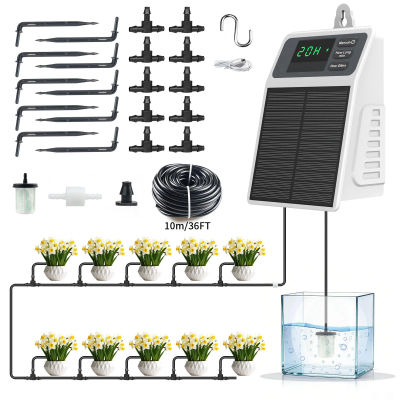 Sistema de Riego por Goteo Solar Mejorado, Suministros de Riego Automático para Plantas, para el Hogar y el Jardín, Balcón, Invernadero, Plantas Colgantes