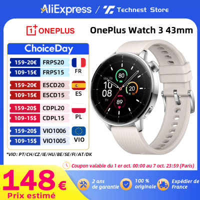 Versión global OnePlus Watch 3 43 mm Smartwatch 1,37 pulgadas Pantalla AMOLED Snapdragon W5 Gen 1 Fino a 60 horas de duración de la batería