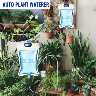 Dispositivo de riego automático de 5.2L/6.5L, bolsa de riego para plantas con control del flujo de goteo, bolsa de agua, goteador portátil para viajes.