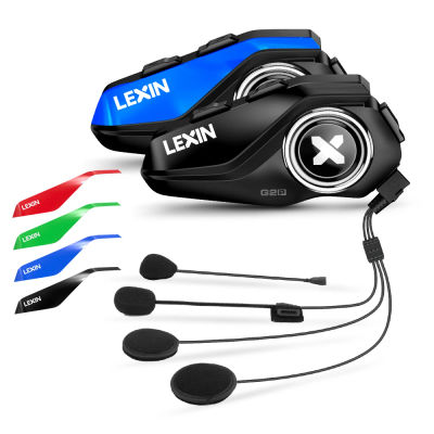LEXIN-G2P Intercomunicador para casco Bluetooth para motocicleta Diseño de botón grande y hasta un par de 6 conductores, carcasa con patrón intercambiable, DSP