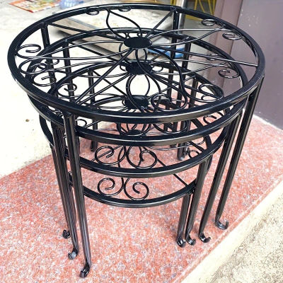 Soporte para plantas de hierro resistente al óxido de metal de 2 piezas: ¡perfecto para maceteros y macetas de jardín interior/exterior!