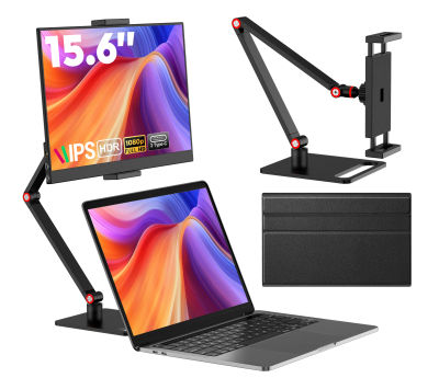 Monitor portátil Amoudo de 15.6 pulgadas x 1080P con soporte de escritorio, USB tipo C, Mini HDMI, segundo monitor para PS4, Xbox, Switch, PC, Mac