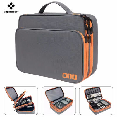 Bolsa de almacenamiento de cables multicapa, organizador de accesorios electrónicos, estuche organizador de cables de viaje portátil para cargador de cables de iPad
