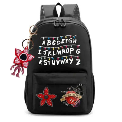 Nueva Mochila con Estampado del Alfabeto de 24 Letras, Linda Planta Carnívora de TV con Colgante, Mochila Escolar con Gran Espacio para Niños y Niñas, Regalo para el Regreso a Clases
