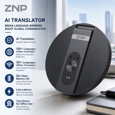 Traductor de Voz con IA Magnético Ultrafino ZNP, Inalámbrico, Bluetooth, Portátil, Plegable, con Soporte para Teléfono, 50 Horas de Reproducción, Compatible con Modo Sin Conexión