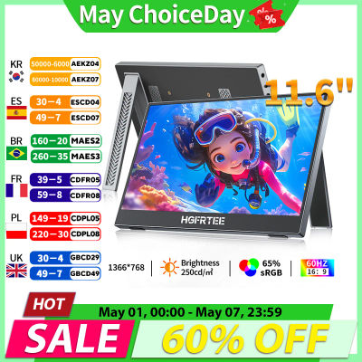 HGFRTEE Monitor portátil de 11,6 pulgadas 60Hz 1366P con pantalla HDMI USB-C para juegos pantalla extendida para PC portátil Mac Switch Xbox PS4/5