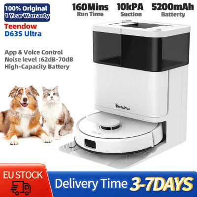 Aspiradora Robótica Teendow D63S Ultra, 10KPa de Súper Succión, Autolimpieza, Autodescarga, 160 Minutos de Autonomía, Control por Voz y Aplicación