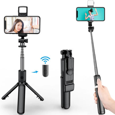 Trípode Selfie inalámbrico Bluetooth 3 en 1 con obturador de luz de relleno Control remoto monopié plegable portátil para teléfono inteligente iPhone