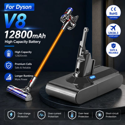 Batería de 12800mAh 21.6V para Dyson V8, Batería para Dyson V8 Absolute/Fluffy/Animal, Batería Recargable de Iones de Litio 18650 para Aspiradora