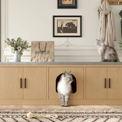 Estante oculto para gatos de 140 x 40 x 45.5 cm - Con rascadores integrados y diseño de ventilación, adecuado para muebles para mascotas en pasillos y zonas de entrada, muebles multifuncionales para