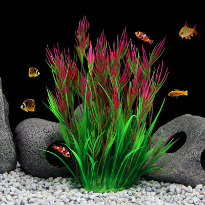 Plantas artificiales de Acuario, decoración de pecera, planta de agua, adorno de hierba, plástico, agua acuática subacuática, decoración de visualización de malas hierbas
