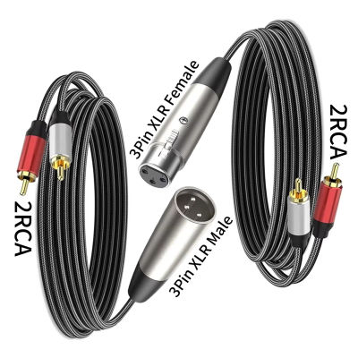 Cable de interconexión de Audio estéreo XLR de 3 pines hembra/macho a doble RCA macho Y divisor de inserción 2RCA a XLR para mezclador de micrófono y altavoz