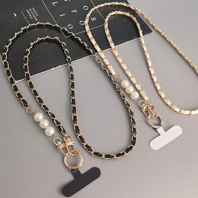 Cordón para teléfono móvil para mujer, correa larga para el cuello y el hombro, funda para teléfono, cordón Universal, cadena cruzada larga con perlas